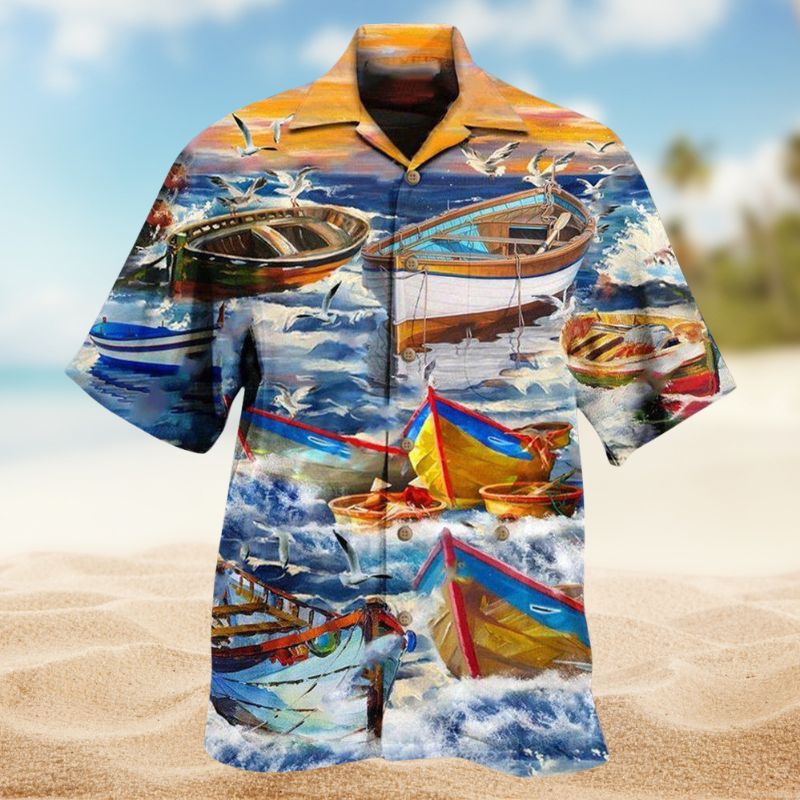 Life Is Short Boats Are Cool Hawaiian Shirt For Summer Vacation Beach Travel And Relaxed Casual Wear