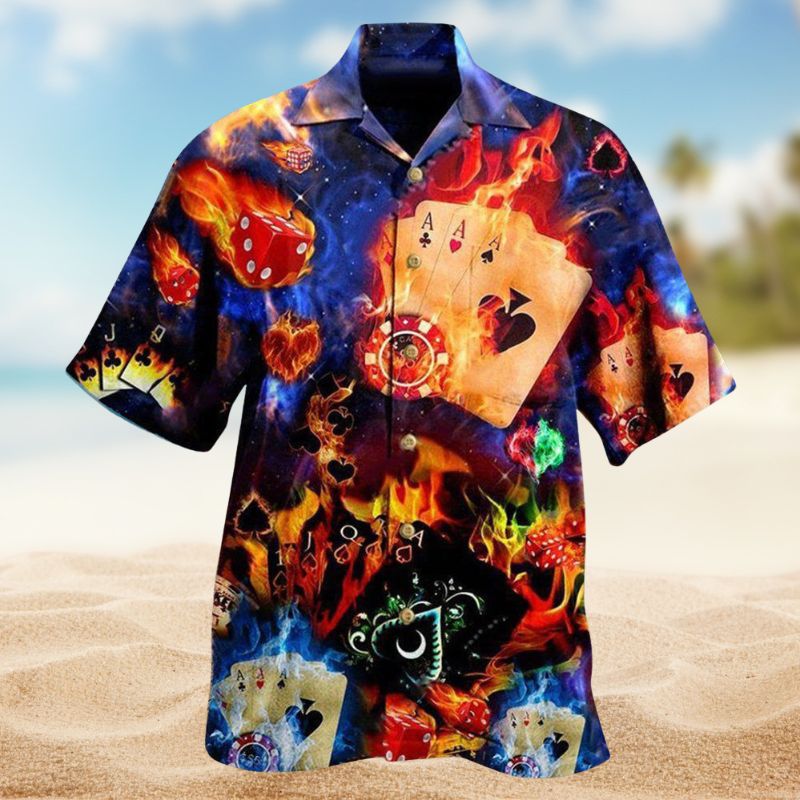 Gambling Life Like Poker Element Of Risk Hawaiian Shirt For Summer Vacation Beach Travel And Relaxed Casual Wear