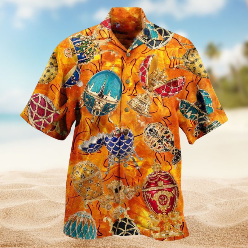 Ornate Easter Egg Fantasy Hawaiian Shirt For Resort Events Seasonal Fun And Casual Warm Weather Style