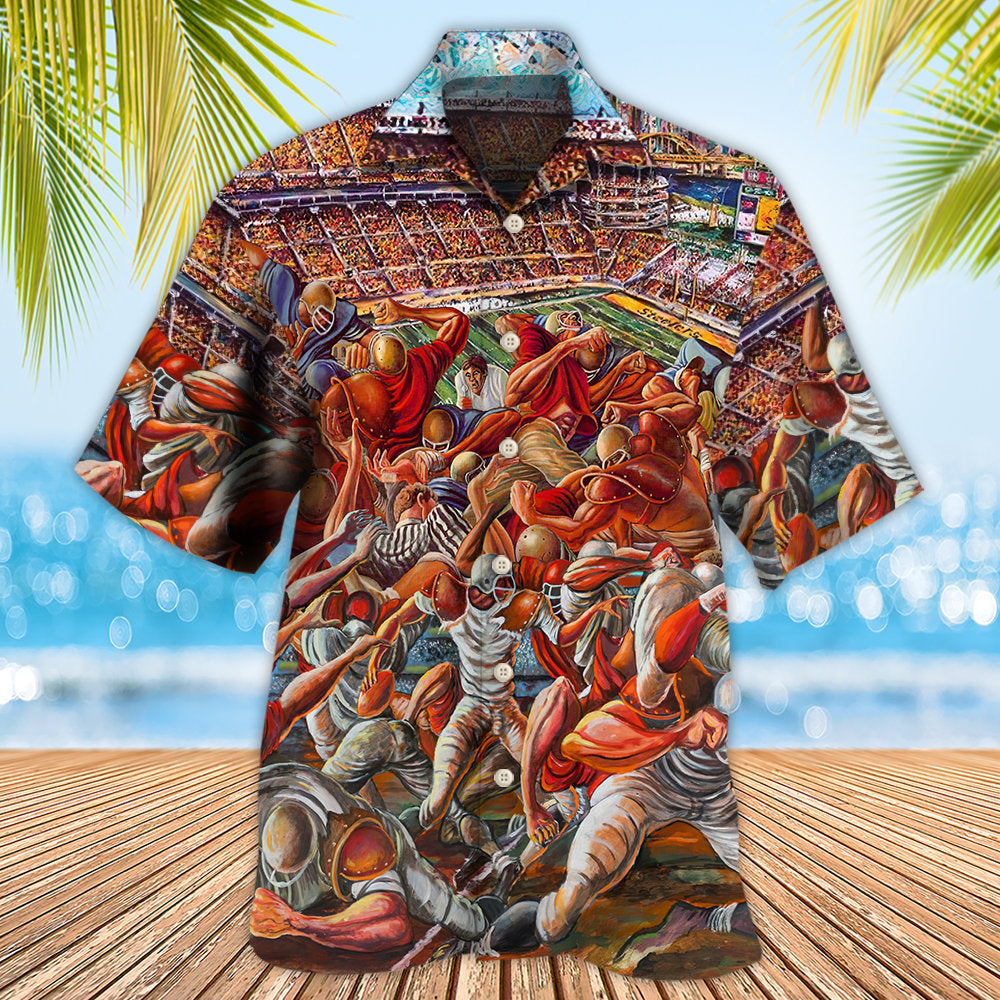 Football American Strong Power Hawaiian Shirt Design View For Resort Travel And Thoughtful Gifting