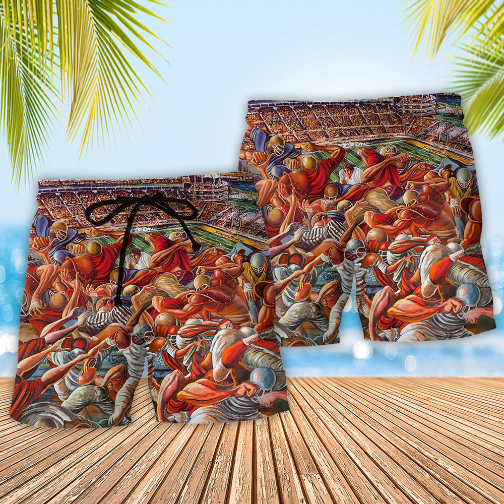 American Football Strength Power Beach Shorts Pattern View For Vacation Travel And Outdoor Fun