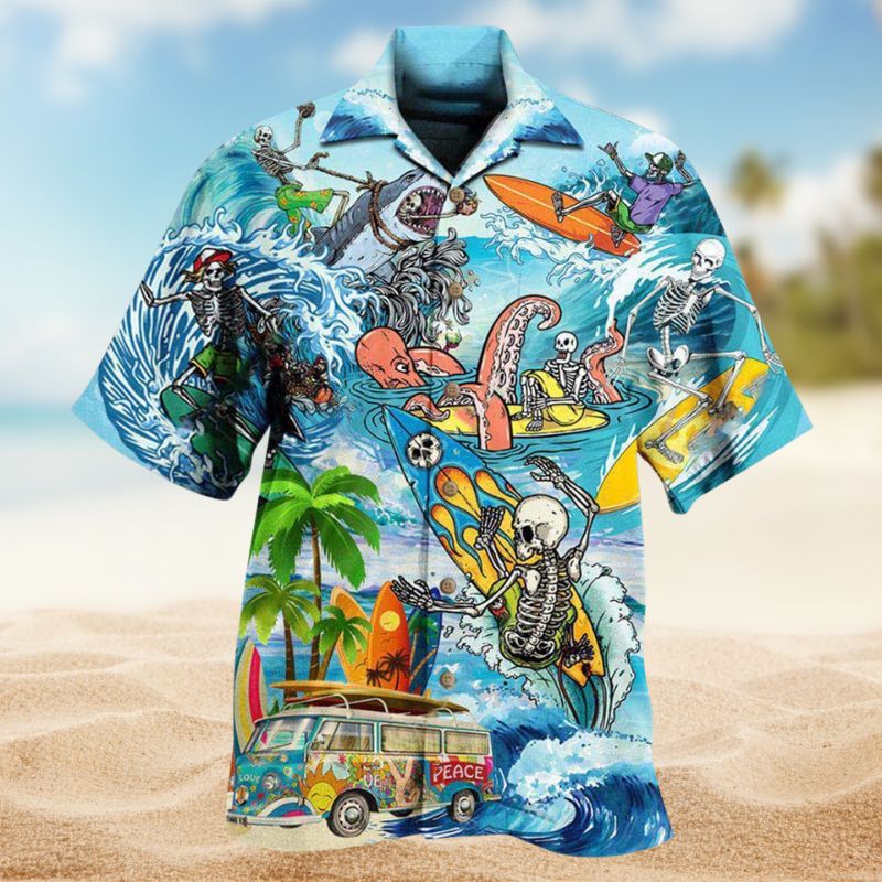 Bohemian Live To Surf To Live Hawaiian Shirt For Summer Vacation Beach Travel And Relaxed Casual Wear