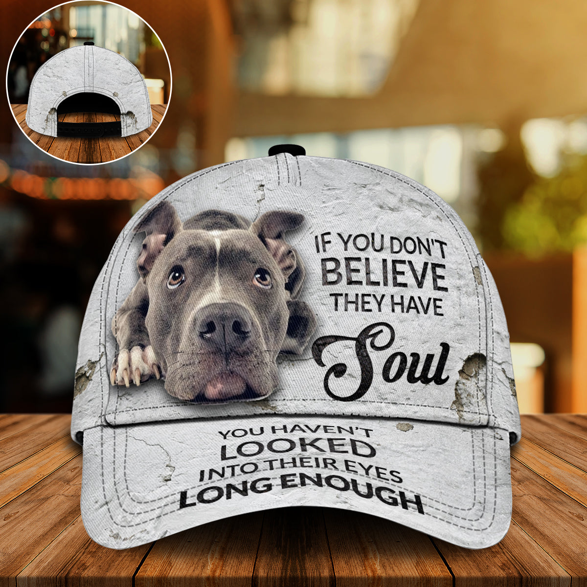 Pitbull Look Into Their Eyes Classic Cap For Beach Outings Holidays And Thoughtful Everyday Style