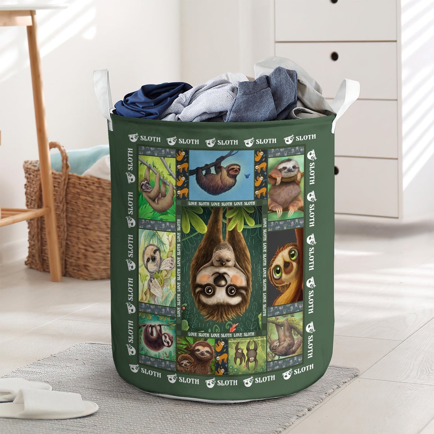 Love Sloth Fresh Play Laundry Basket For Bathroom Bedroom Storage