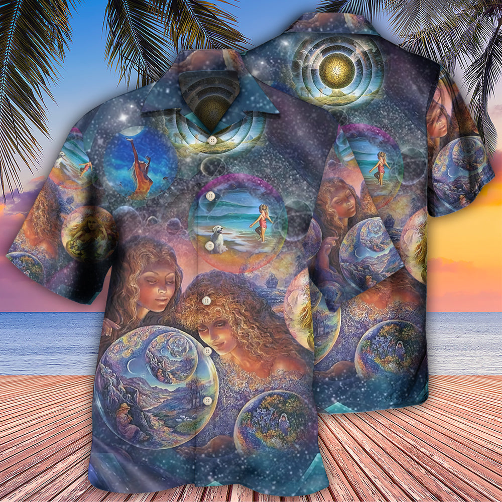 Earth Inspired Planet Design Hawaiian Shirt For Tropical Holidays, Outdoor Gatherings, And Everyday Comfort