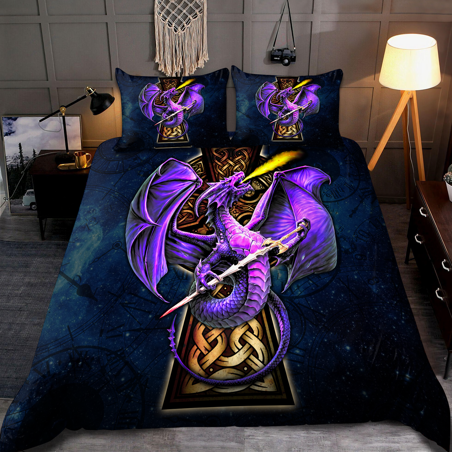 Strong Dragon Battle Bedding Cover For Fantasy Bedroom Decor