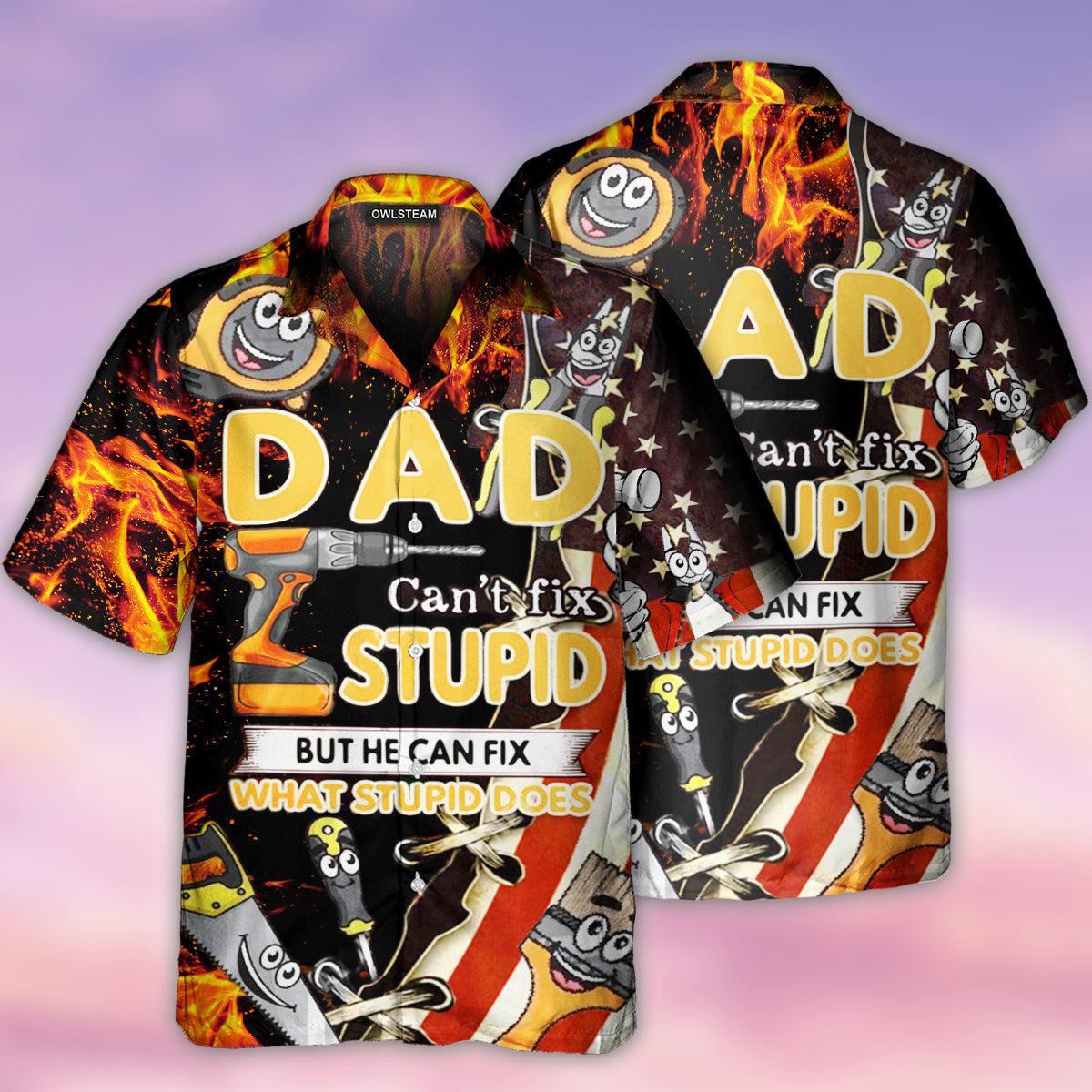 Mechanic Family Dad Fix Stupid Hawaiian Shirt Pattern View For Lightweight Everyday Style