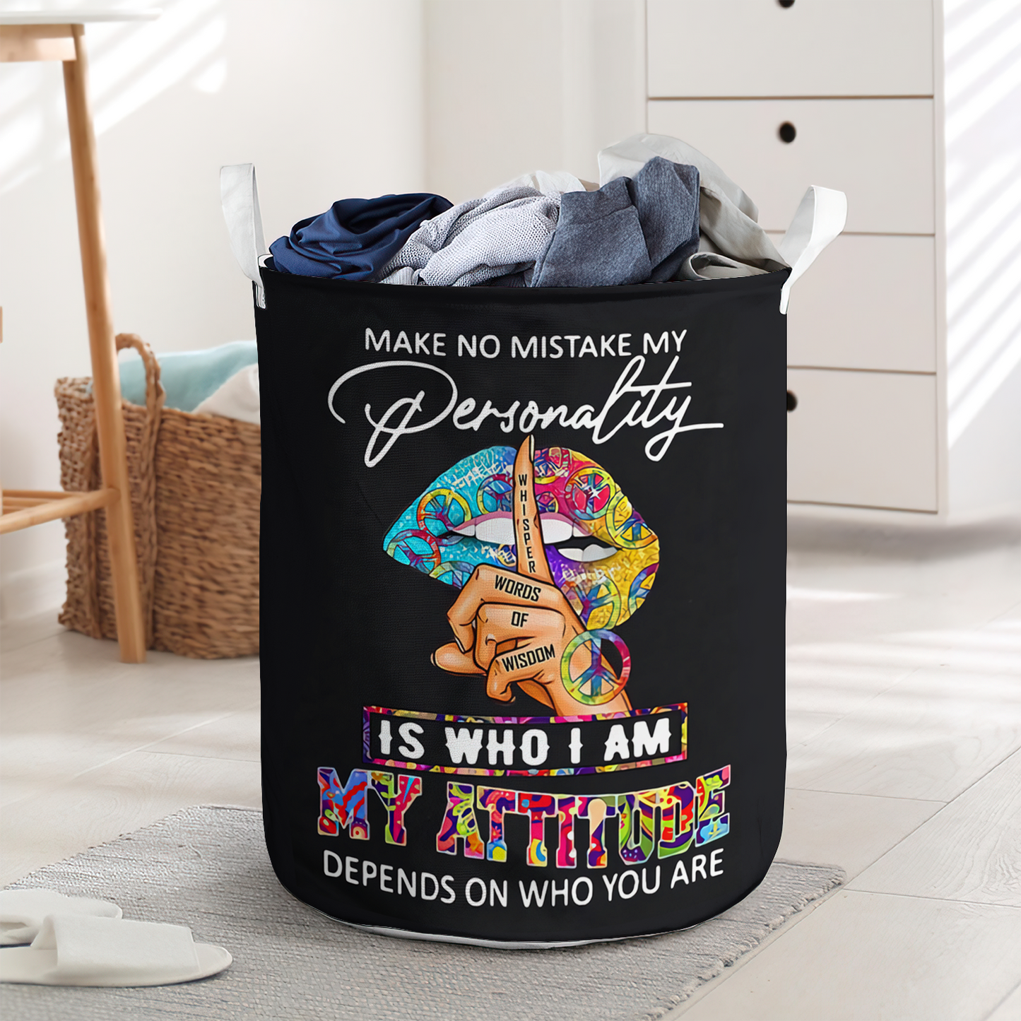 Make No Mistake Lip Hippie Laundry Basket For Bathroom Bedroom Storage