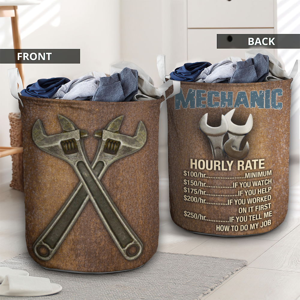 Mechanic Hourly Rate Vintage Style Laundry Basket For Bathroom Bedroom Storage