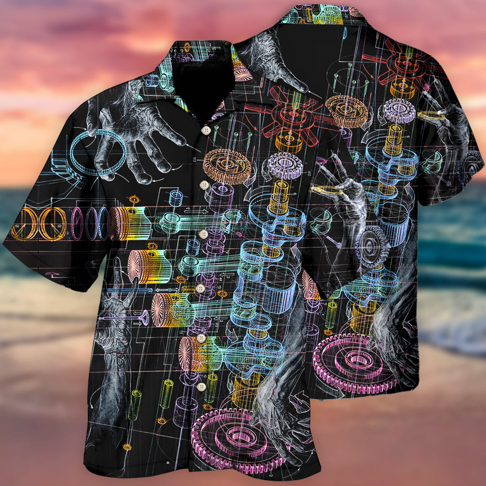 Neon Mechanic Workshop Hawaiian Shirt For Beach Days, Summer Outings, And Thoughtful Gift Giving