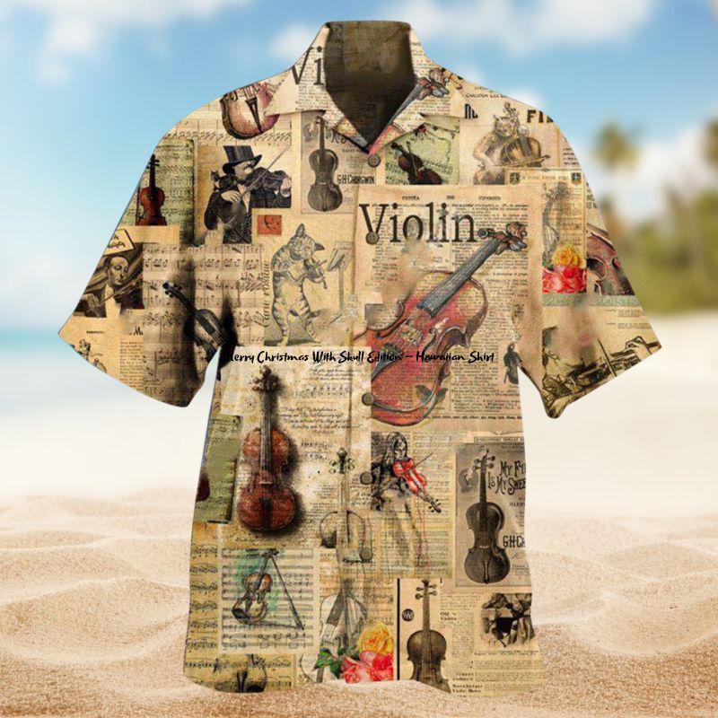 Melodies Of Time Violins Hawaiian Shirt For Resort Getaways Outdoor Parties And Everyday Summer Wear