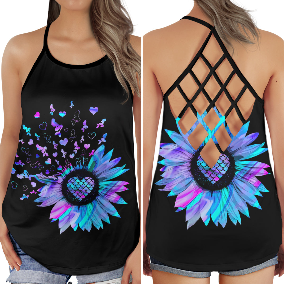 Mermaid Ocean Lover Dream Hollow Tank Top For Beach Vacations And Casual Wear