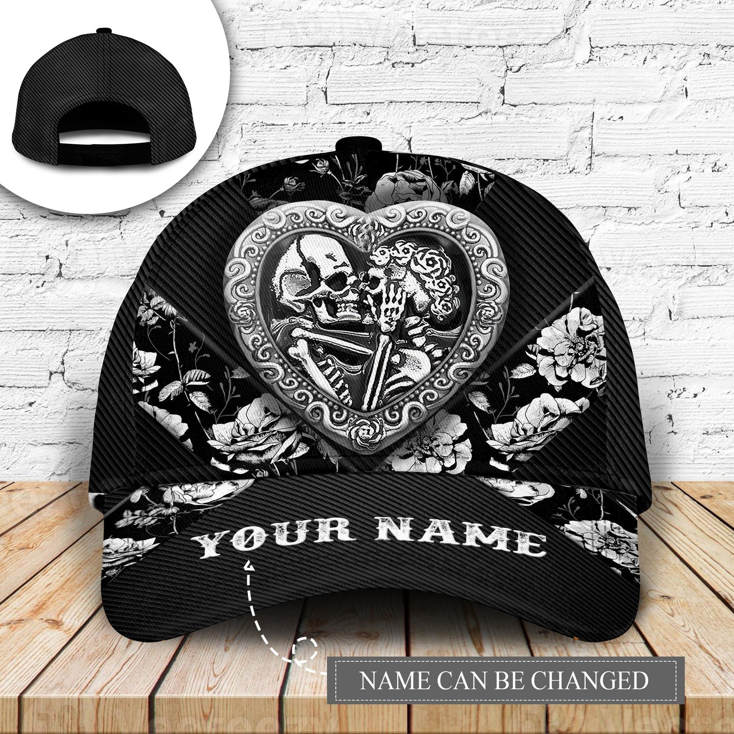Metal Skull Couple Floral Personalized Classic Cap For Summer Outings Festivals And Relaxed Daily Wear