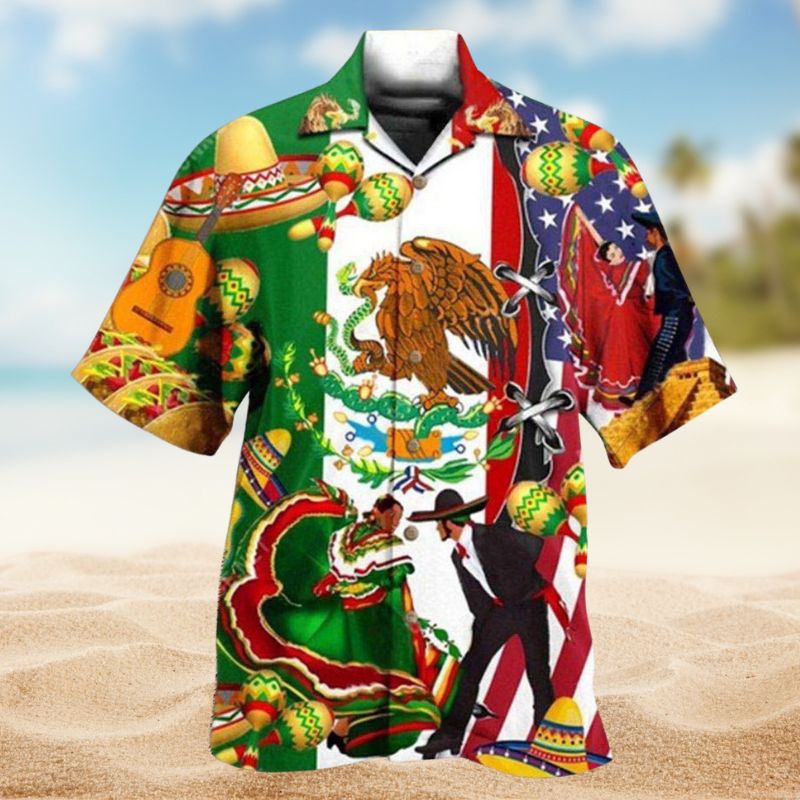 Mexican American Patriot By Choice Hawaiian Shirt For Summer Vacation Beach Travel And Relaxed Casual Wear