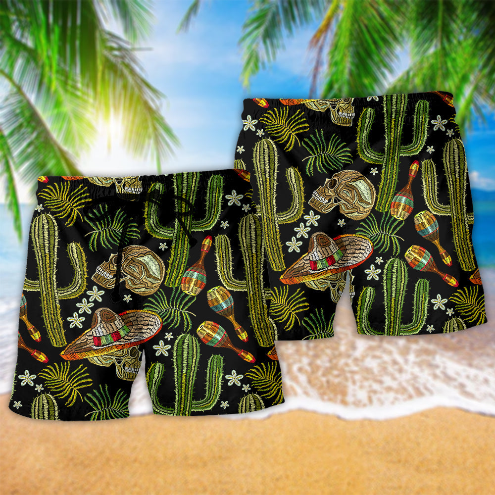 Mexican Skull Dark Cool Beach Shorts For Warm Weather Travel And Everyday Comfort