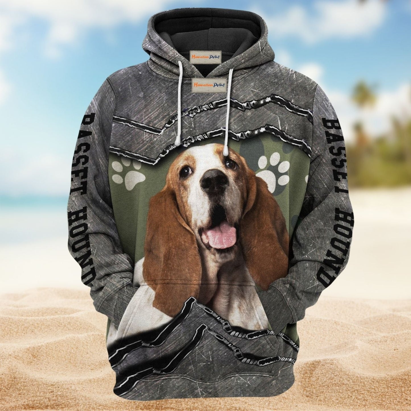 Basset Hound Dog Paw Friend Hoodie For Pet Enthusiasts Weekend Outings And Relaxed Daily Style