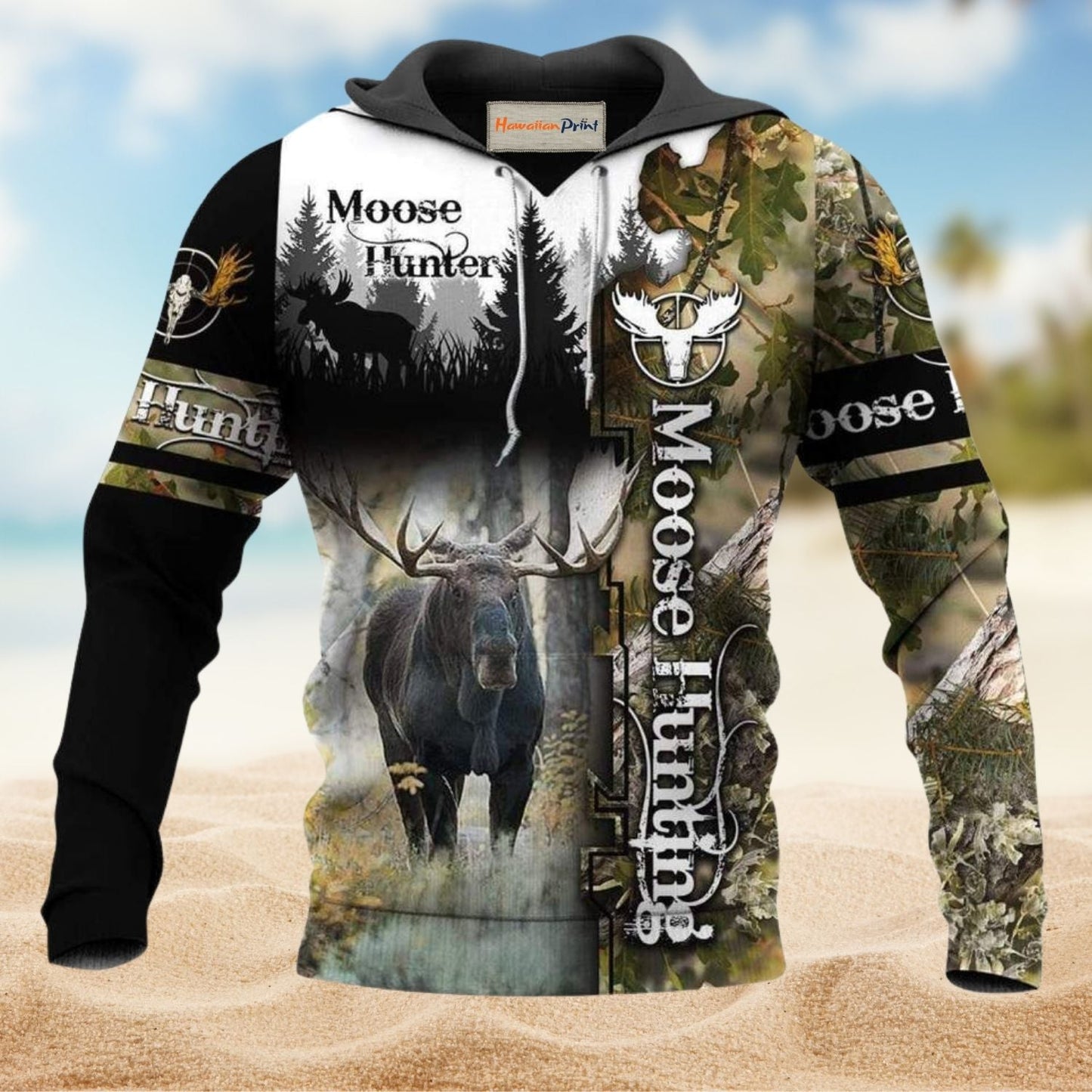 Moose Hunting Outdoor Hoodie For Forest Outings Travel Days And Relaxed Casual Comfort