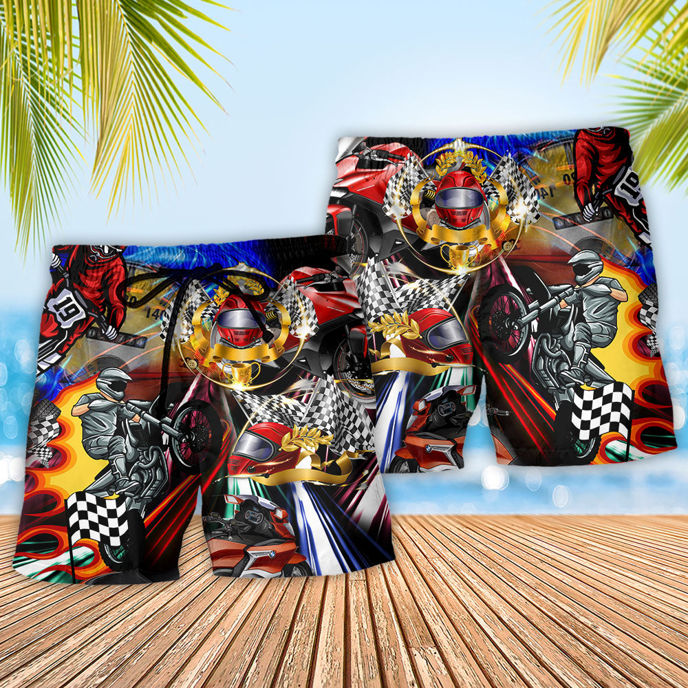 Motorcycle Wind Rain Beach Shorts Pattern Detail For Resort Wear And Casual Outdoor Comfort