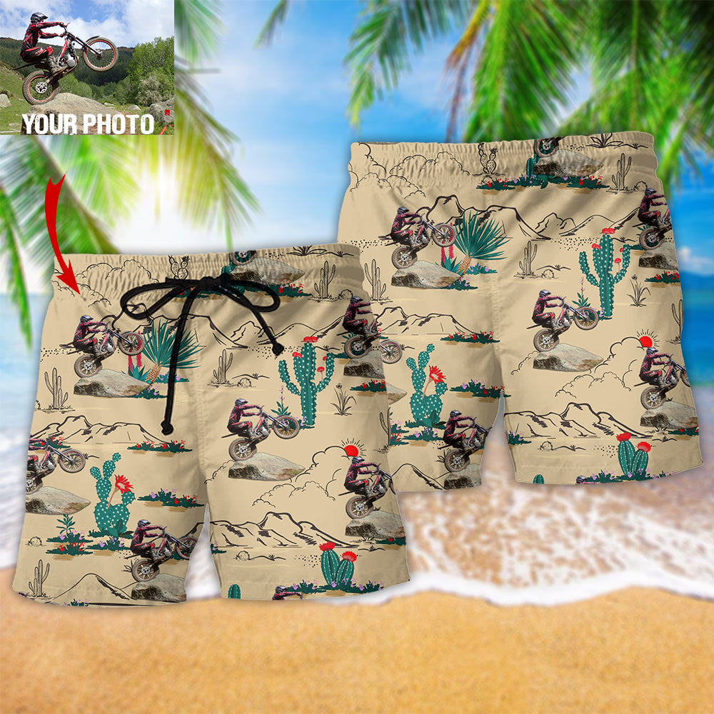 Desert Motorcycle Trial Adventure Beach Shorts For Tropical Getaways And Weekend Adventures
