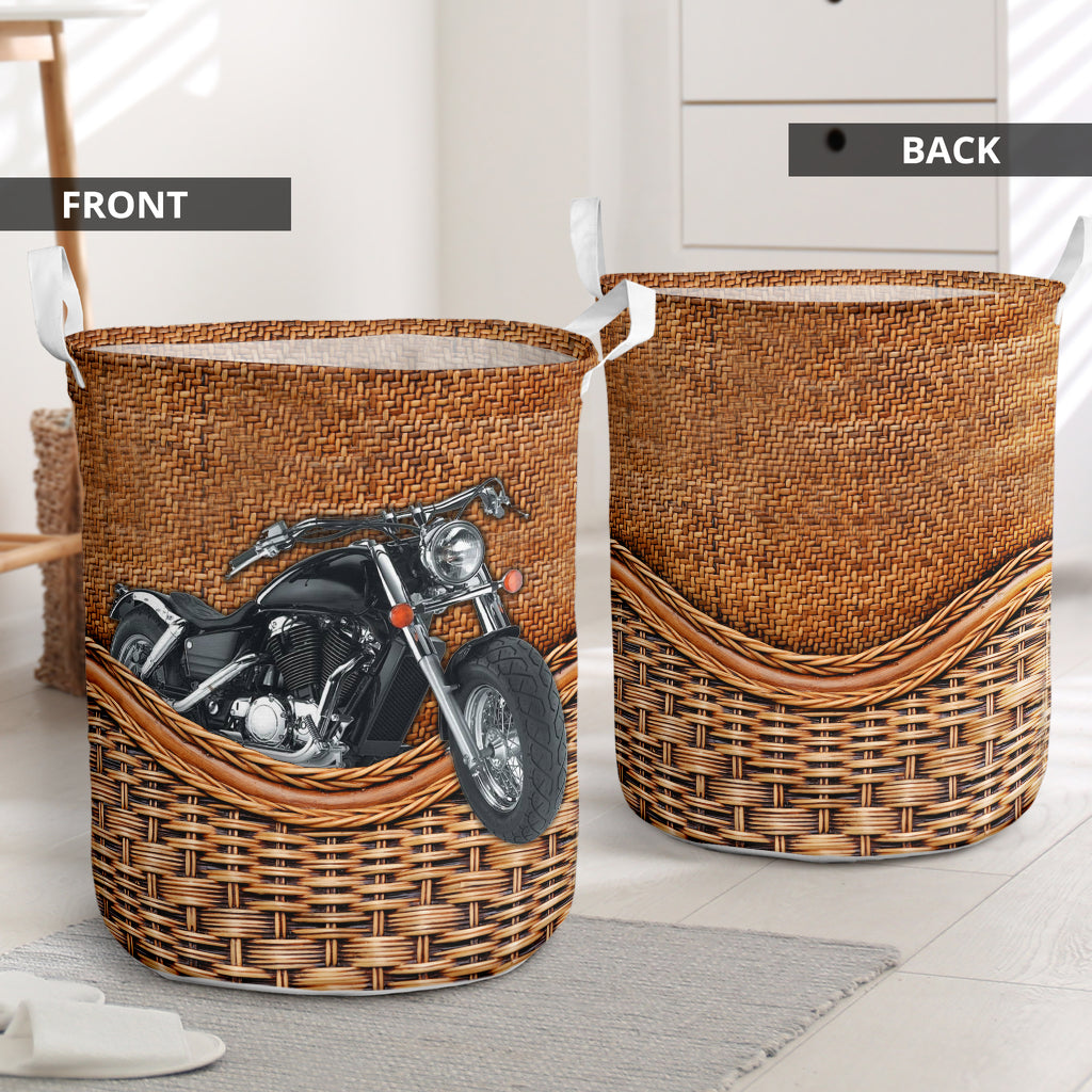 Motorcycles Rattan Texture Cool Laundry Basket For Room Home Organizer