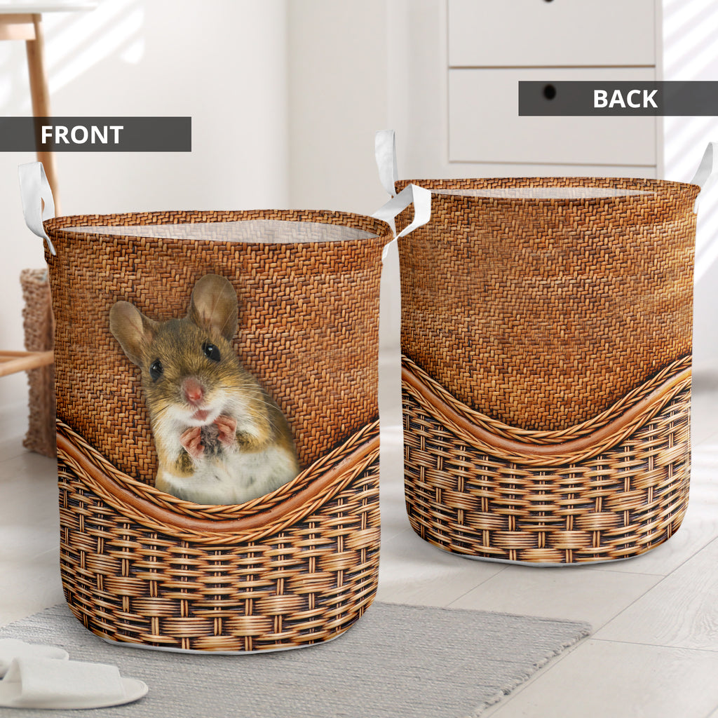 Mouse Rattan Texture Style Laundry Basket For Room Home Organizer