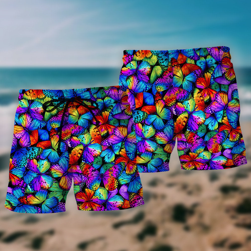 Butterfly Multi Bright Color Beach Shorts For Sunny Holidays And Comfortable Daily Styling