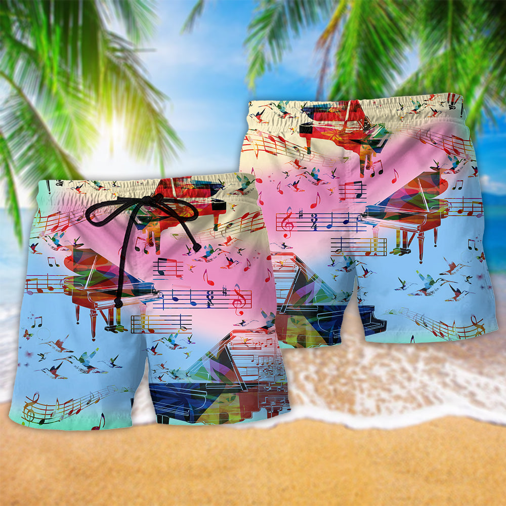 Music And Piano My Love My Life Colorful Beach Shorts For Music Lover Vacation Wear