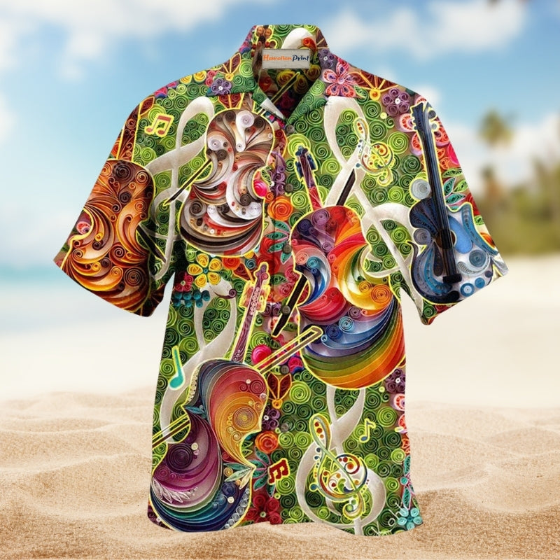 Music Beautiful Tone Beautiful Heart Violin Hawaiian Shirt For Coastal Vacations Live Music Fans And Everyday Wear