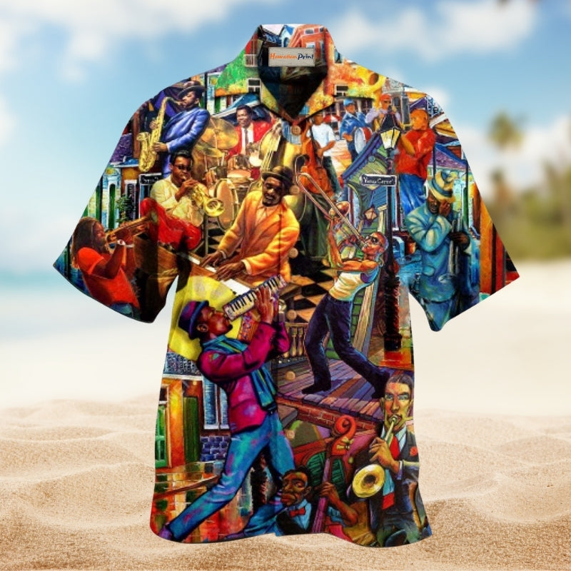 Music Birthplace Of Jazz Music Hawaiian Shirt For Coastal Vacations Live Music Fans And Everyday Wear