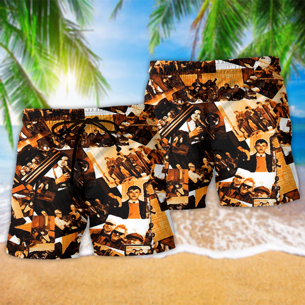 Retro Music Band Custom Beach Shorts Design View For Comfortable Resort And Beach Styling