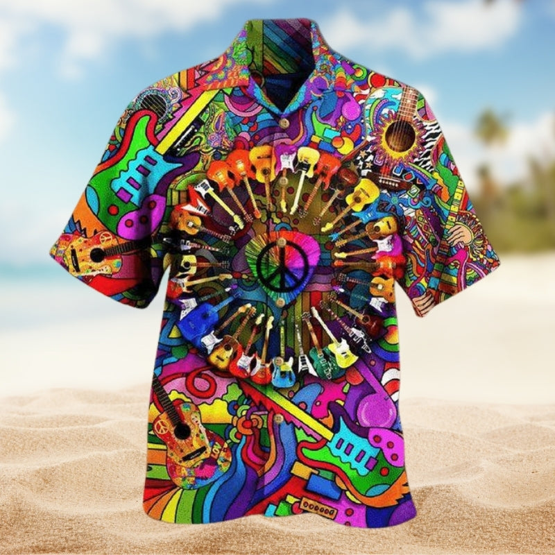 Music Guitar Hawaiian Shirt For Poolside Gathering And Daily Summer Wear