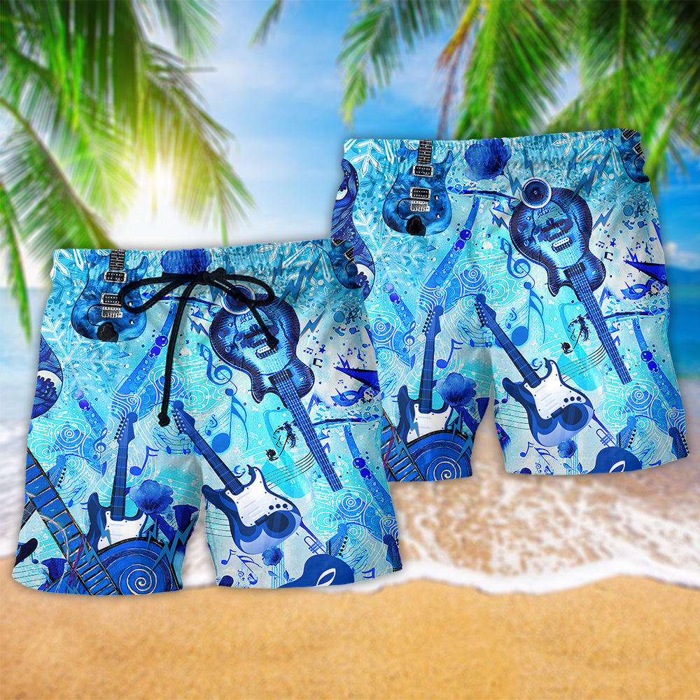 Music So Cool Style Hawaiian Print Beach Shorts For Music Lover Vacation Wear