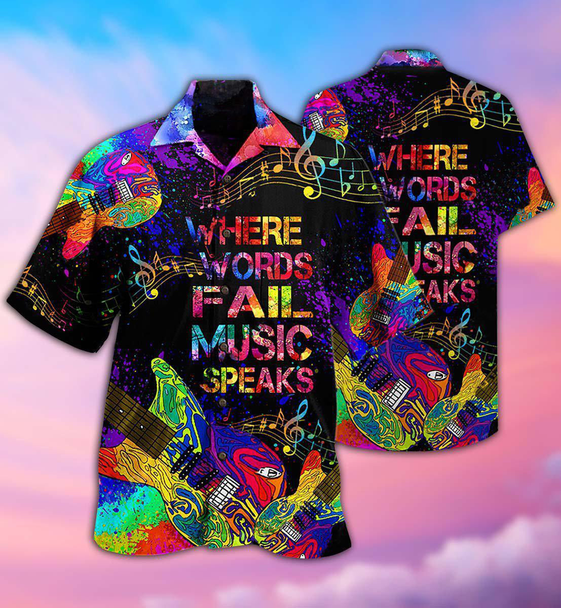 Music Notes Hawaiian Shirt With All Over Print For Beach Parties Vacation Travel And Relaxed Casual Style