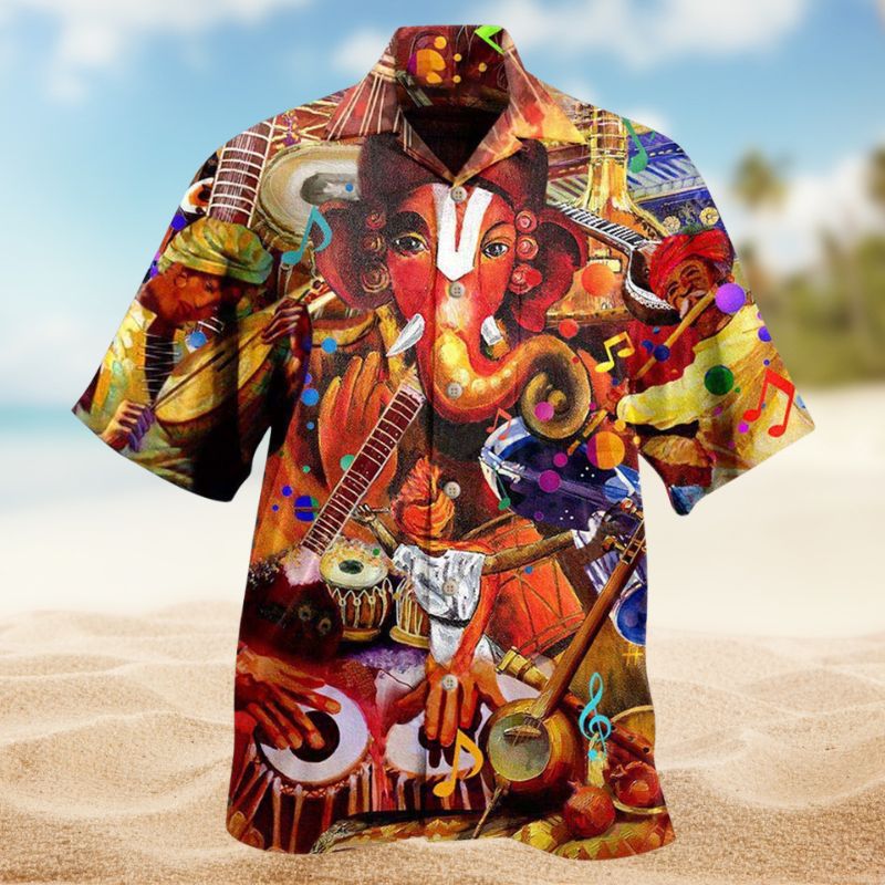 Musical Instrument India Hawaiian Shirt For Coastal Travel, Casual Events, And Comfortable Summer Wear