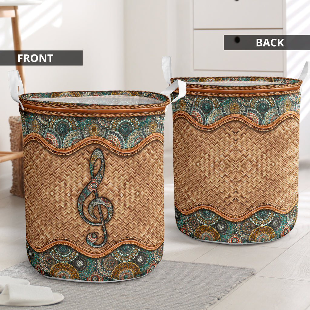 Music Rattan Mandala Type Laundry Basket For Room Home Organizer