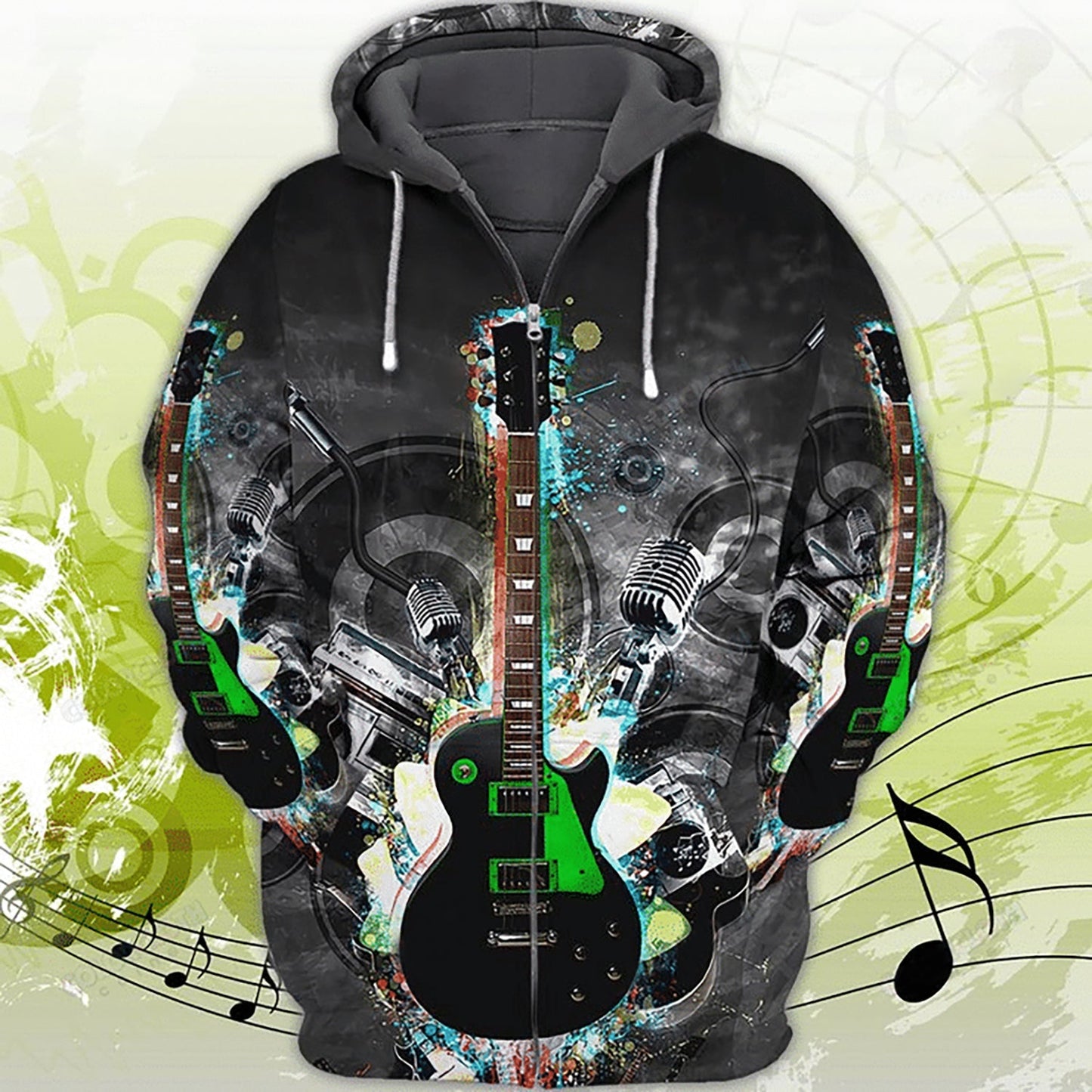 Mysterious Guitar Hoodie For Festival Outfits Music Events And Relaxed Daily Style