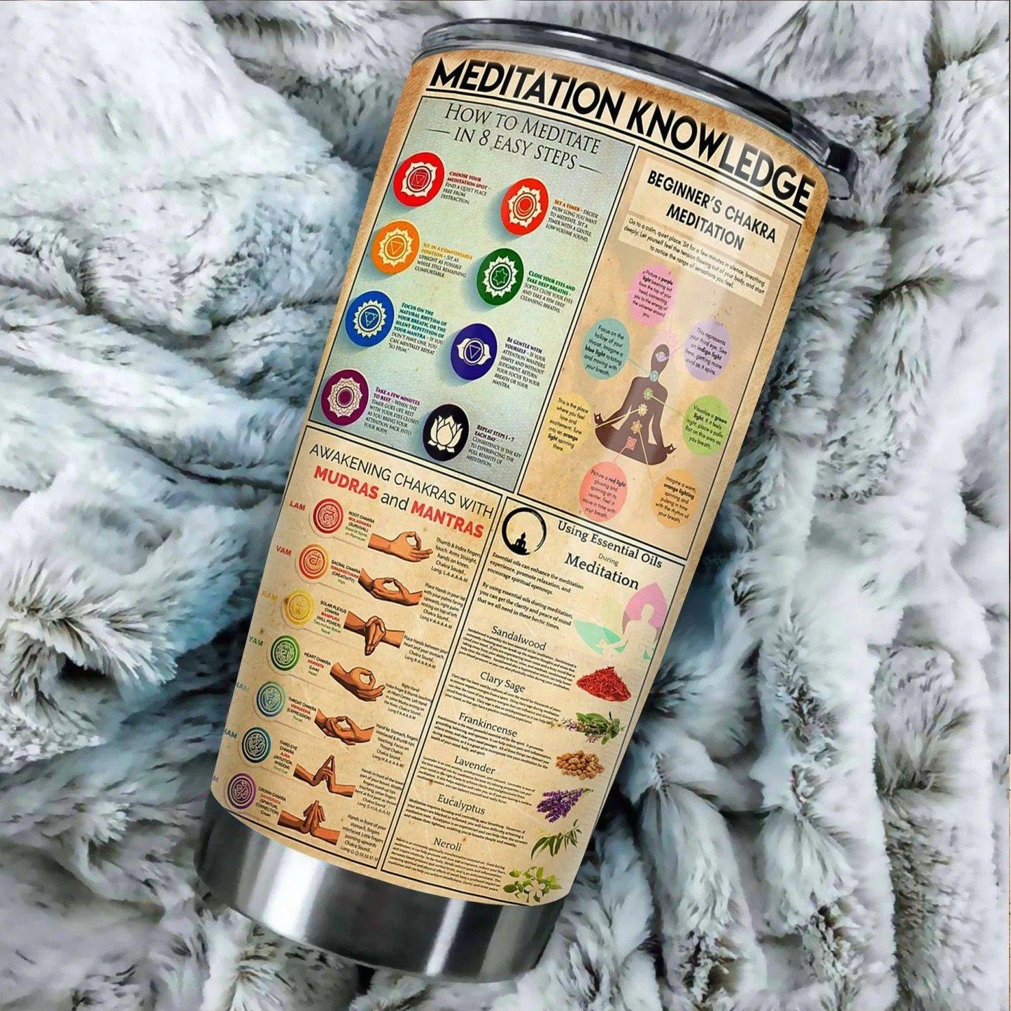 Meditation Knowledge 20 Oz Tumbler For Coffee Travel And Daily Drinks