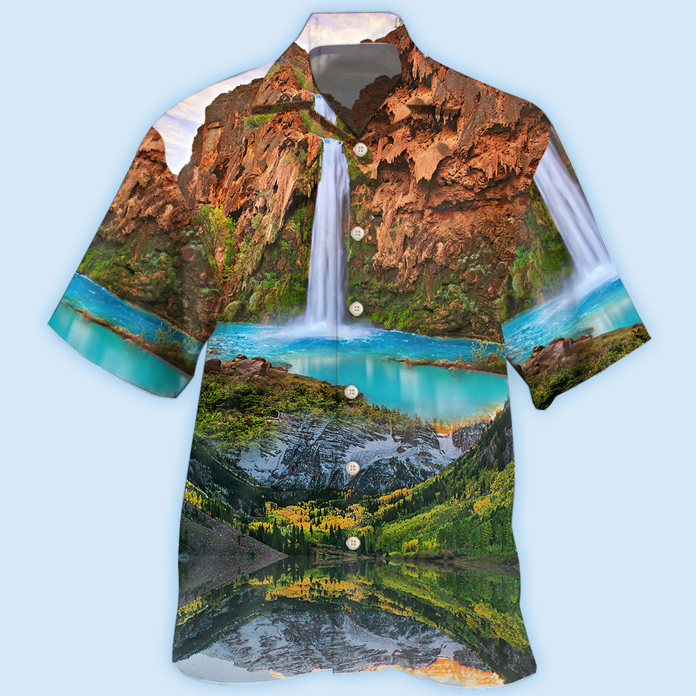 National Parks Outdoor Pattern Hawaiian Shirt For Island Vacations, Resort Wear, And Relaxed Seasonal Style