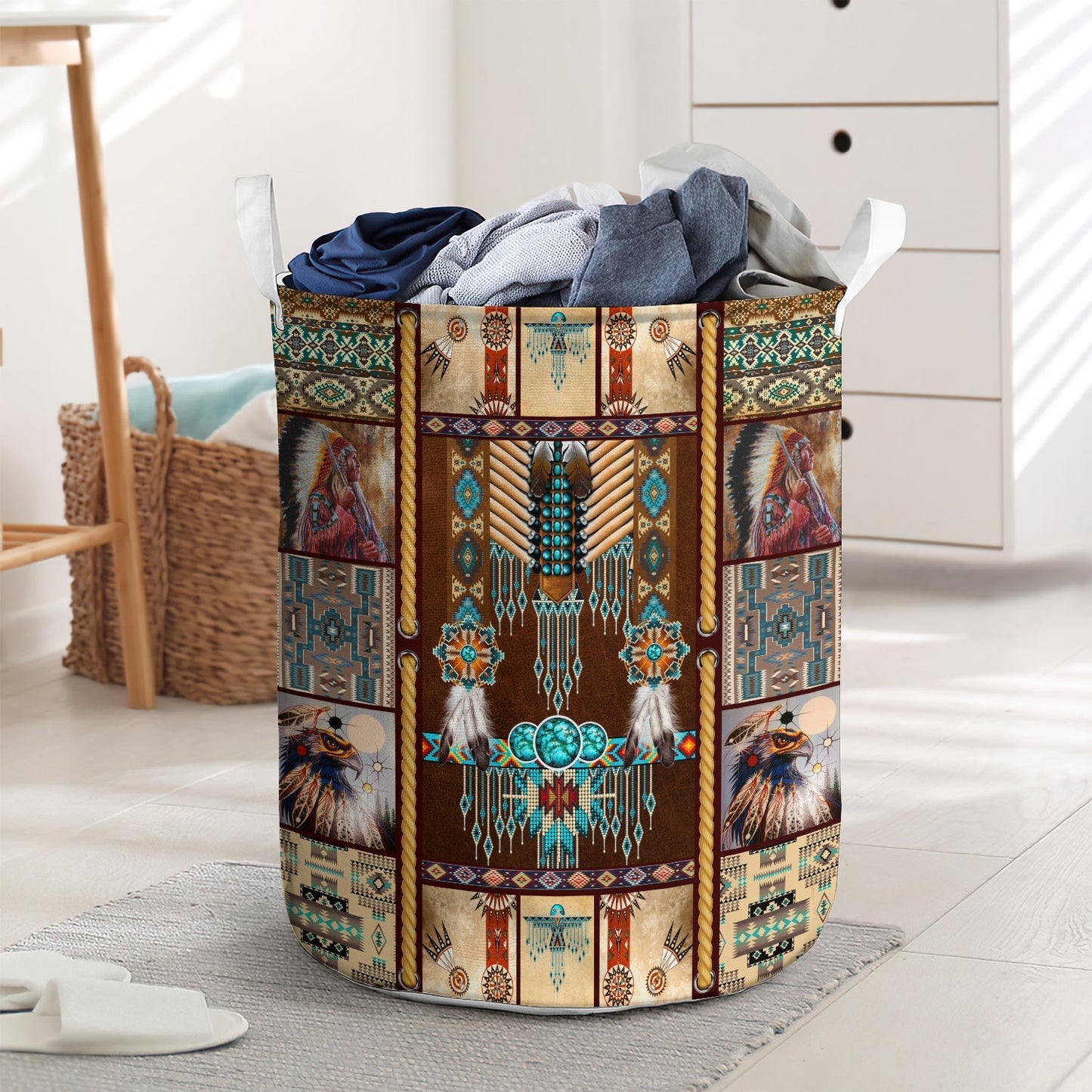 Native American Laundry Basket For Bathroom Bedroom Storage
