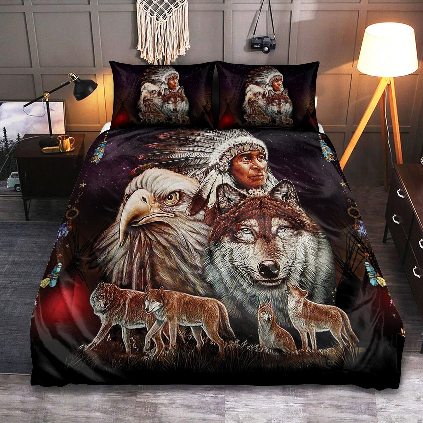 Native American Peace Love Bedding Cover For Southwestern Bedroom Decor