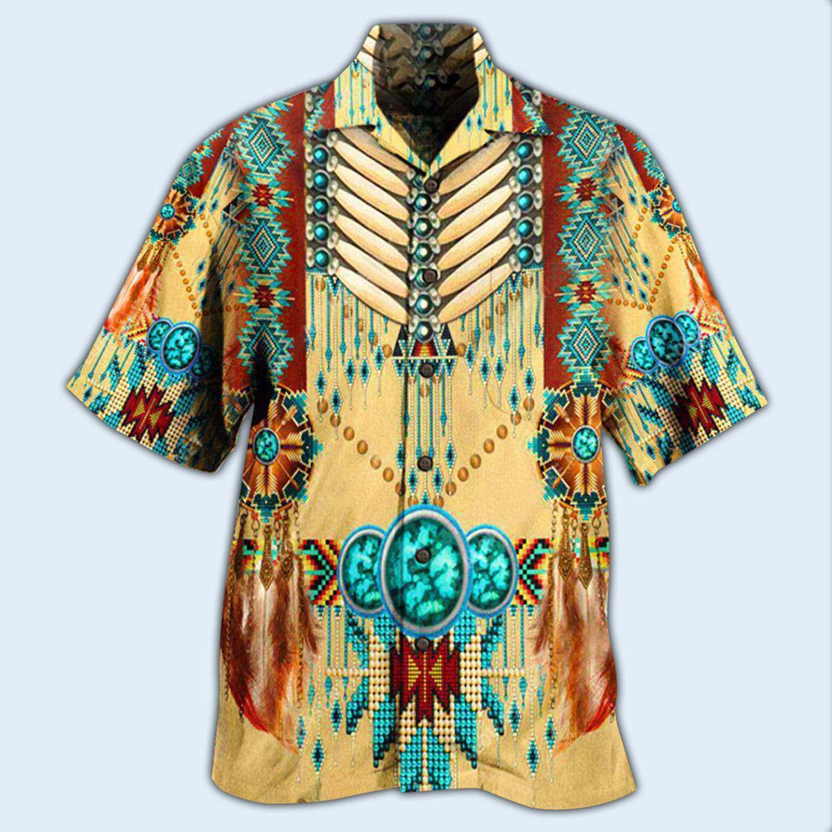 Bohemian American Proud Hawaiian Shirt Pattern Detail For Vacation Travel And Daily Wear