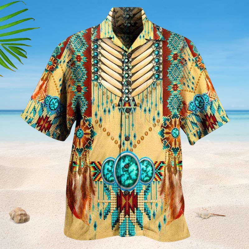 Native Inspired Heritage Pride Hawaiian Shirt For Summer Vacation Beach Travel And Relaxed Casual Wear