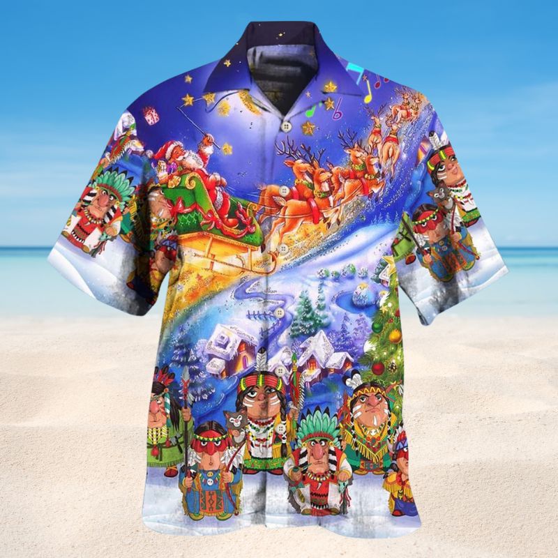 Funny Native Christmas Hawaiian Shirt For Coastal Travel, Casual Events, And Comfortable Summer Wear