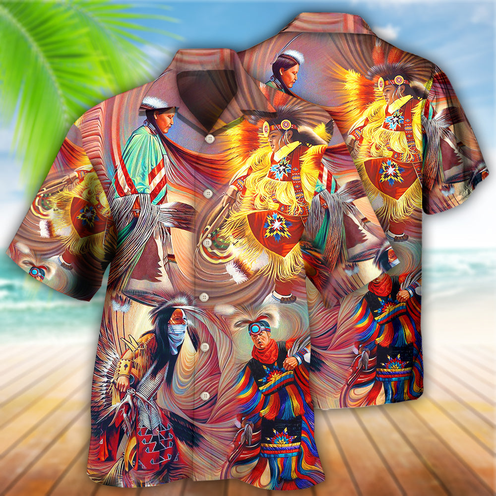 Bohemian People Peace Excited Hawaiian Shirt Pattern Detail For Vacation Travel And Daily Wear