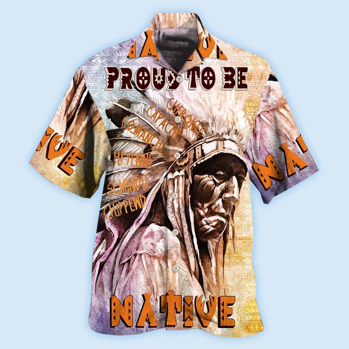 Heritage Peaceful Bohemian Proud Hawaiian Shirt Pattern Detail For Vacation Travel And Daily Wear