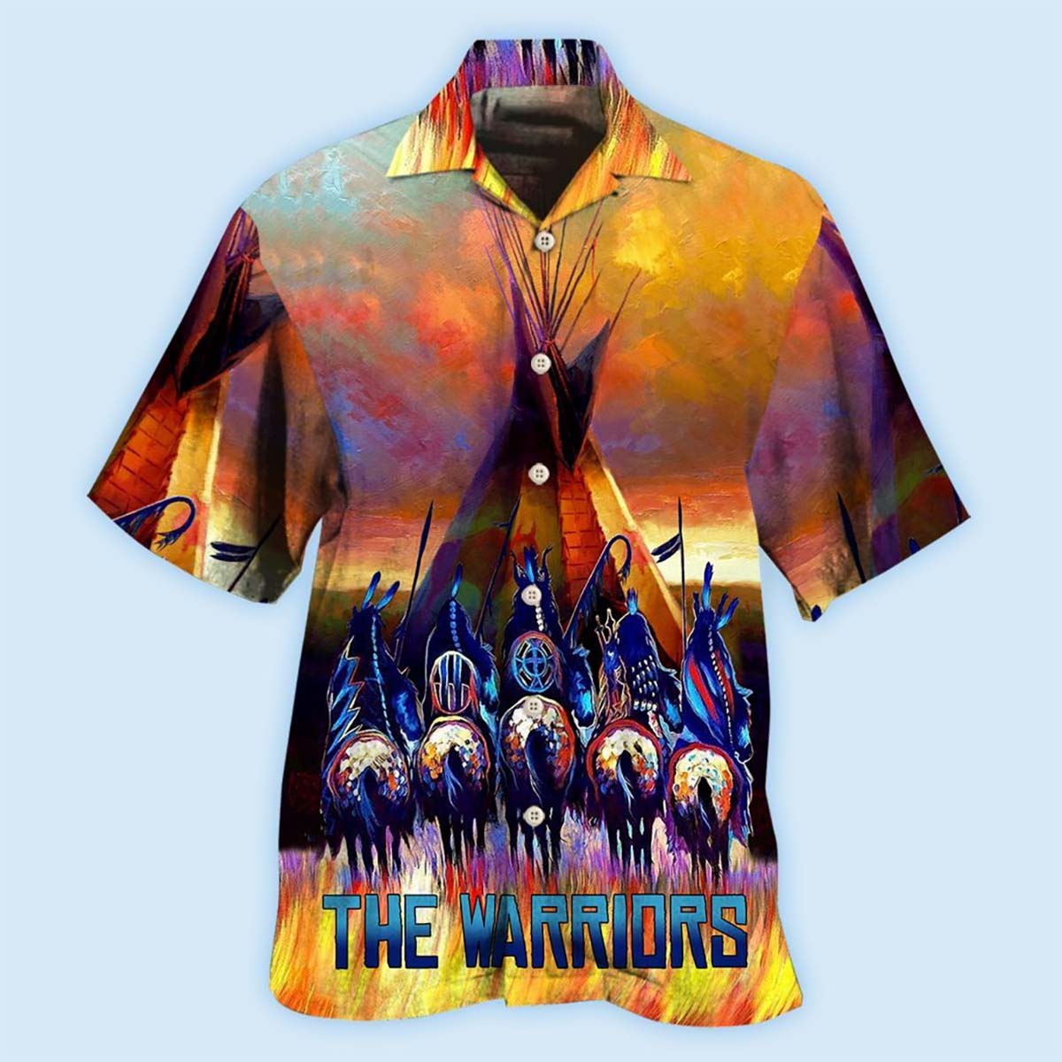Heritage Peaceful Warriors Hawaiian Shirt Design View For Resort Travel And Thoughtful Gifting