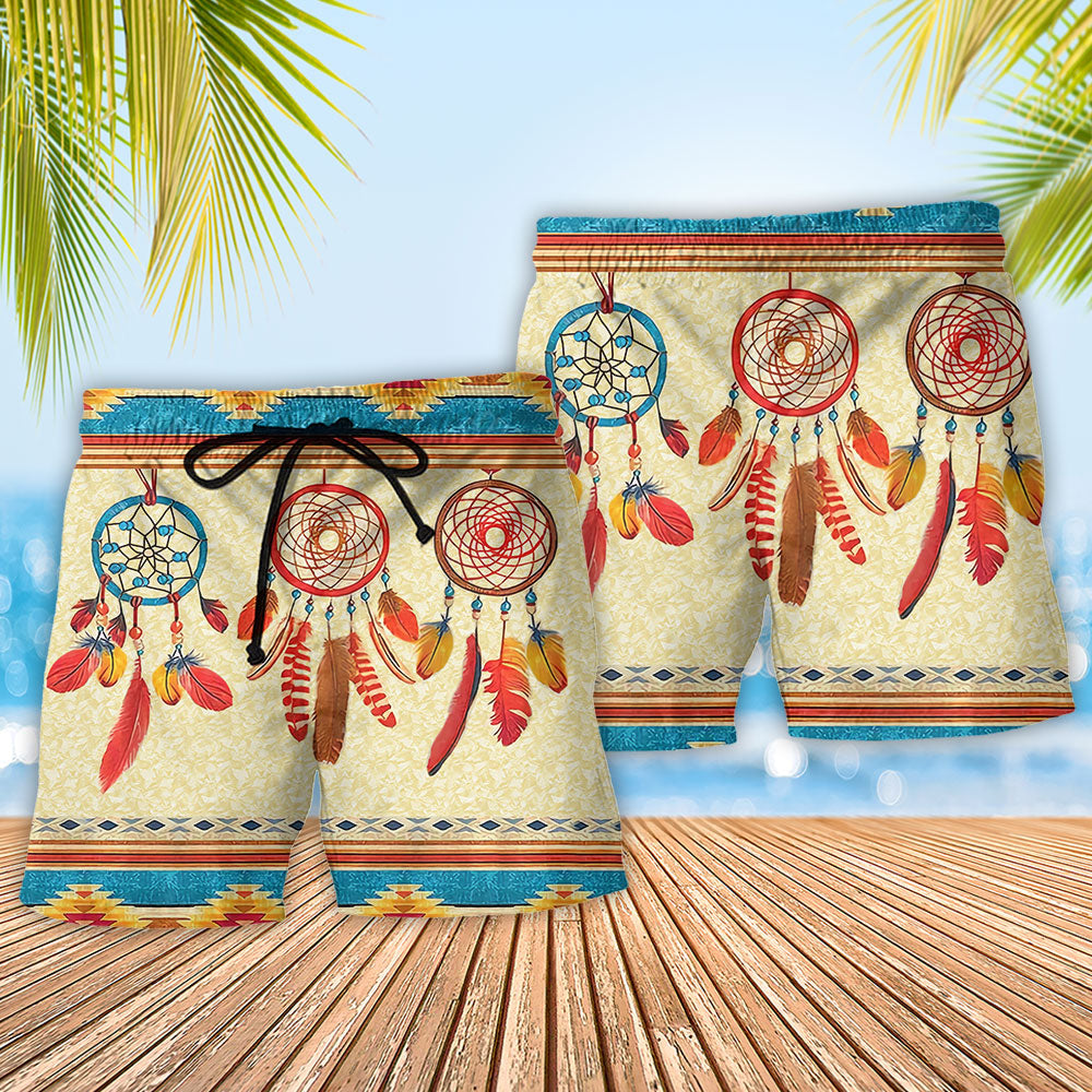 Southwestern Dreamcatcher Peace Beach Shorts Pattern Detail For Everyday Outings And Laid Back Daily Wear