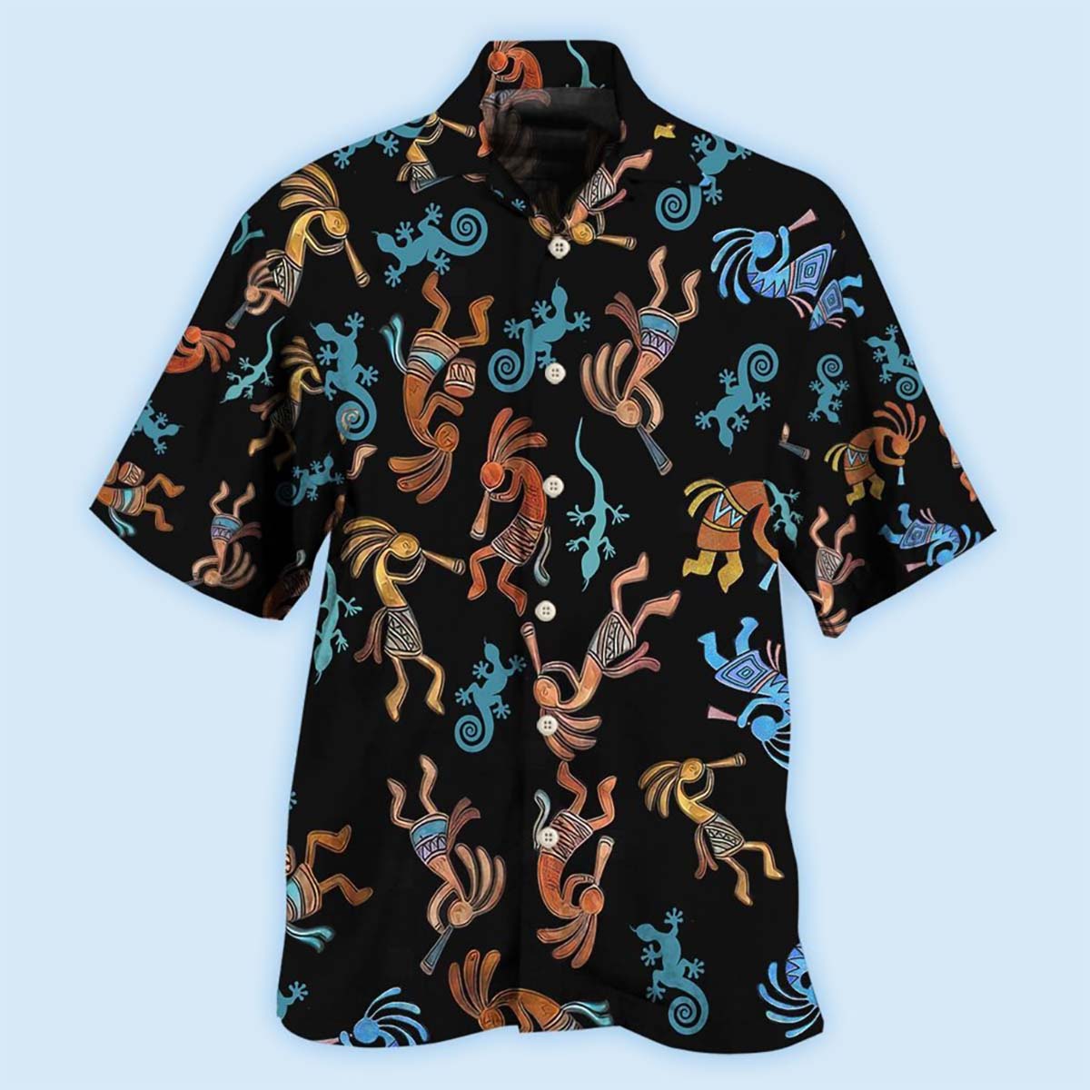 Bohemian Black Peace Hawaiian Shirt For Resort Getaways And Comfortable Summer Activities