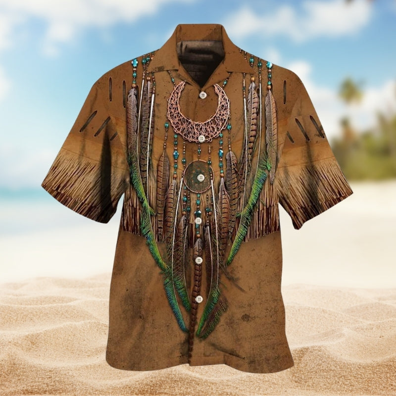 Southwestern Geometric Peace Hawaiian Shirt For Summer Gathering And Easygoing Fashion