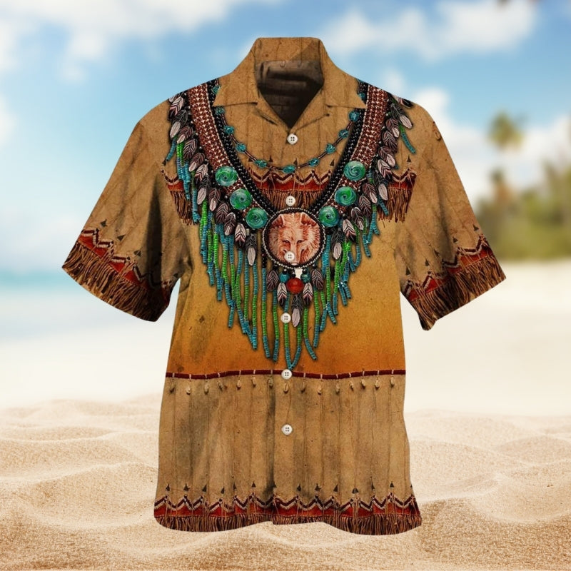 Southwestern Geometric Peace Hawaiian Shirt For Relaxed Getaway, Resort Escape, And Vacation Style